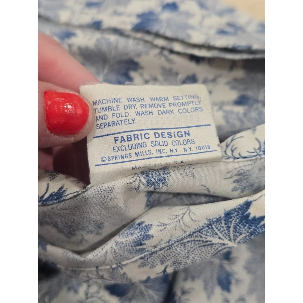 Vintage Springmade 80's Double Bed Size‎ Floral Flat Fitted Sheet Set Blue 54x76